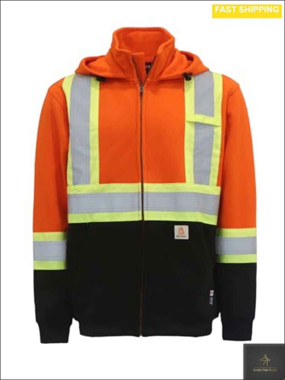 FR Hi-Vis 14oz Fleece Hoodie Reflective Sweatshirt Work Jacket